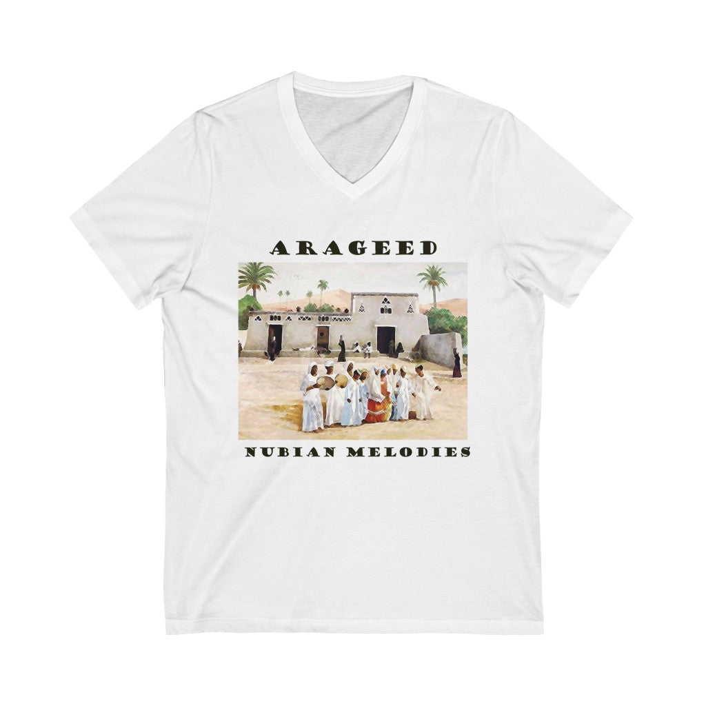 Nubian Argeed : Unisex Jersey Short Sleeve V-Neck Tee-Light