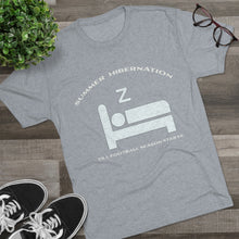 Load image into Gallery viewer, Summer Hibernation: Men&#39;s Tri-Blend Crew Tee- Dark Colors
