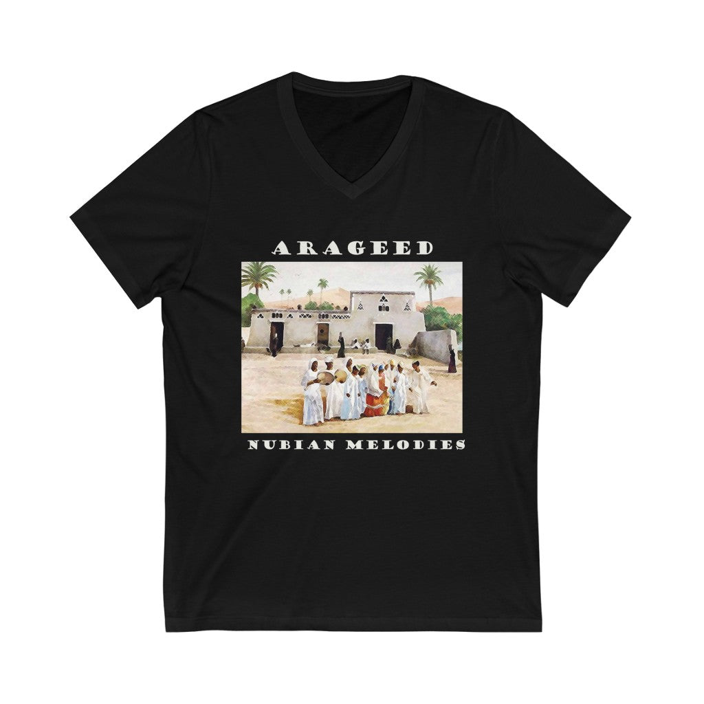 Nubian Argeed : Unisex Jersey Short Sleeve V-Neck Tee dark